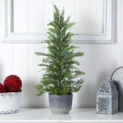 2.25 Ft. Unlit Californian Cedar Artificial Christmas Tree In Decorative Planter -Holiday Glow Store nearly natural unlit christmas trees t3377 31 1000