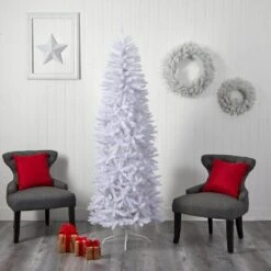 7 Ft. Slim White Artificial Christmas Tree With 995 Bendable Branches -Holiday Glow Store nearly natural unlit christmas trees t4501 31 1000