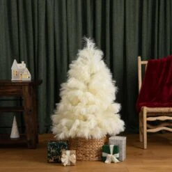 4 Ft. Unlit White Pampas Grass Artificial Christmas Tree -Holiday Glow Store nearly natural unlit christmas trees t4782 31 1000