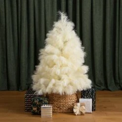 4 Ft. Unlit White Pampas Grass Artificial Christmas Tree -Holiday Glow Store nearly natural unlit christmas trees t4782 d4 1000