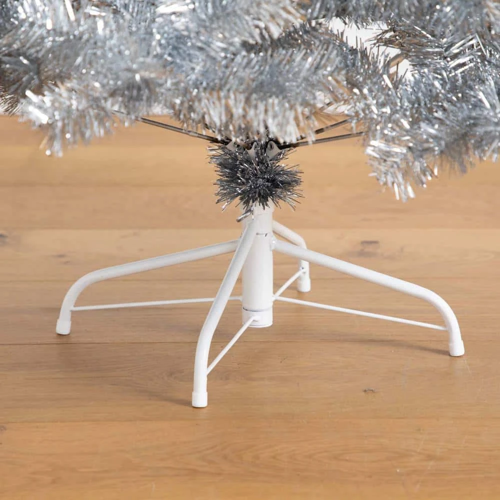 5 Ft. Artificial Silver Tinsel Holiday Santa's Hat Christmas Tree With Star Topper 7 5 Ft. Artificial Silver Tinsel Holiday Santa's Hat Christmas Tree With Star Topper - Image 5