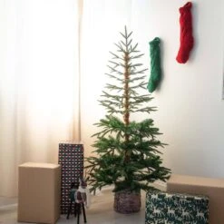 5 Ft. Artificial Woodland Fir Christmas Tree In Decorative Planter -Holiday Glow Store nearly natural unlit christmas trees t4796 31 1000