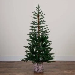 5 Ft. Artificial Woodland Fir Christmas Tree In Decorative Planter -Holiday Glow Store nearly natural unlit christmas trees t4796 fa 1000