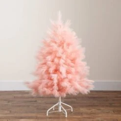 4 Ft. Artificial Pink Pampas Grass Christmas Tree -Holiday Glow Store nearly natural unlit christmas trees t5211 44 1000