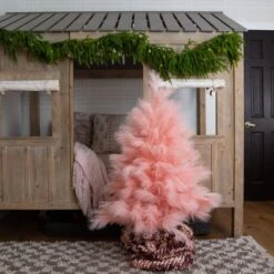 4 Ft. Artificial Pink Pampas Grass Christmas Tree -Holiday Glow Store nearly natural unlit christmas trees t5211 fa 1000