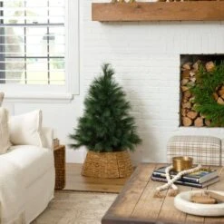 4 Ft. Artificial Green Pampas Grass Christmas Tree -Holiday Glow Store nearly natural unlit christmas trees t5213 31 1000