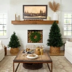 4 Ft. Artificial Green Pampas Grass Christmas Tree -Holiday Glow Store nearly natural unlit christmas trees t5213 fa 1000