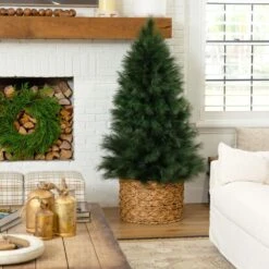 6 Ft. Unlit Green Pampas Grass Artificial Christmas Tree -Holiday Glow Store nearly natural unlit christmas trees t5214 31 1000