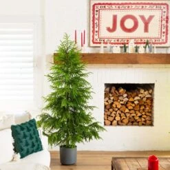 7 Ft. Artificial Real Touch Norfolk Island Pine Christmas Tree With Natural Look -Holiday Glow Store nearly natural unlit christmas trees t5371 31 1000