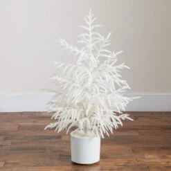 3 Ft. Artificial Real Touch White Norfolk Island Pine Christmas Tree With Natural Look -Holiday Glow Store nearly natural unlit christmas trees t5373 fa 1000