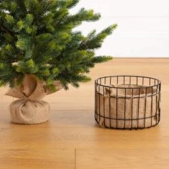 3 Ft. Artificial Balsam Fir Christmas Tree With Pine Cones In Jute Wire Planter -Holiday Glow Store nearly natural unlit christmas trees t5378 1f 1000