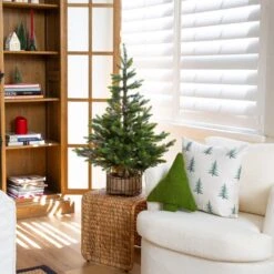 3 Ft. Artificial Balsam Fir Christmas Tree With Pine Cones In Jute Wire Planter -Holiday Glow Store nearly natural unlit christmas trees t5378 31 1000