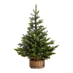 3 Ft. Artificial Balsam Fir Christmas Tree With Pine Cones In Jute Wire Planter