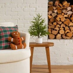 22 In. Artificial Real Touch Norfolk Island Pine In White Decorative Planter With Natural Look -Holiday Glow Store nearly natural unlit christmas trees t5383 31 1000
