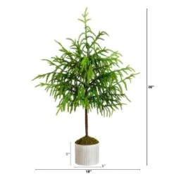 3 Ft. Artificial Real Touch Norfolk Island Pine In Metal Tin Planter With Natural Look -Holiday Glow Store nearly natural unlit christmas trees t5384 c3 1000