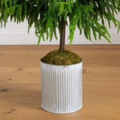 5 Ft. Artificial Real Touch Norfolk Island Pine In Metal Tin Planter With Natural Look -Holiday Glow Store nearly natural unlit christmas trees t5385 1f 1000