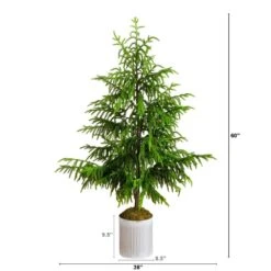 5 Ft. Artificial Real Touch Norfolk Island Pine In Metal Tin Planter With Natural Look -Holiday Glow Store nearly natural unlit christmas trees t5385 c3 1000