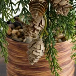 2 Ft. Artificial Down Swept Cedar Christmas Tree With Pinecones In Rustic Decorative Planter -Holiday Glow Store nearly natural unlit christmas trees t5387 44 1000