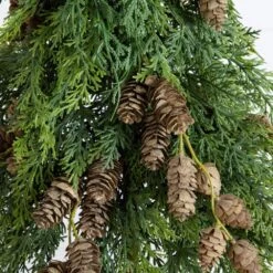 2 Ft. Artificial Down Swept Cedar Christmas Tree With Pinecones In Rustic Decorative Planter -Holiday Glow Store nearly natural unlit christmas trees t5387 4f 1000