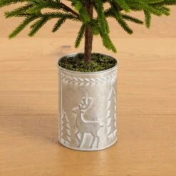 32 In. Artificial Real Touch Norfolk Island Pine In Christmas Tin Metal Planter With Natural Look -Holiday Glow Store nearly natural unlit christmas trees t5388 44 1000