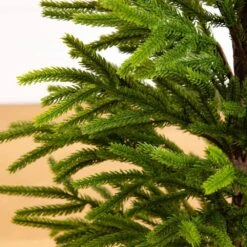 32 In. Artificial Real Touch Norfolk Island Pine In Christmas Tin Metal Planter With Natural Look -Holiday Glow Store nearly natural unlit christmas trees t5388 4f 1000