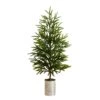 32 In. Artificial Real Touch Norfolk Island Pine In Christmas Tin Metal Planter With Natural Look -Holiday Glow Store nearly natural unlit christmas trees t5388 64 1000