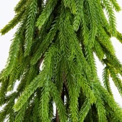 20 In. Artificial Real Touch Down Swept Norfolk Island Pine In Christmas Tin Metal Planter With Natural Look 12 20 In. Artificial Real Touch Down Swept Norfolk Island Pine In Christmas Tin Metal Planter With Natural Look -Holiday Glow Store nearly natural unlit christmas trees t5389 4f 1000