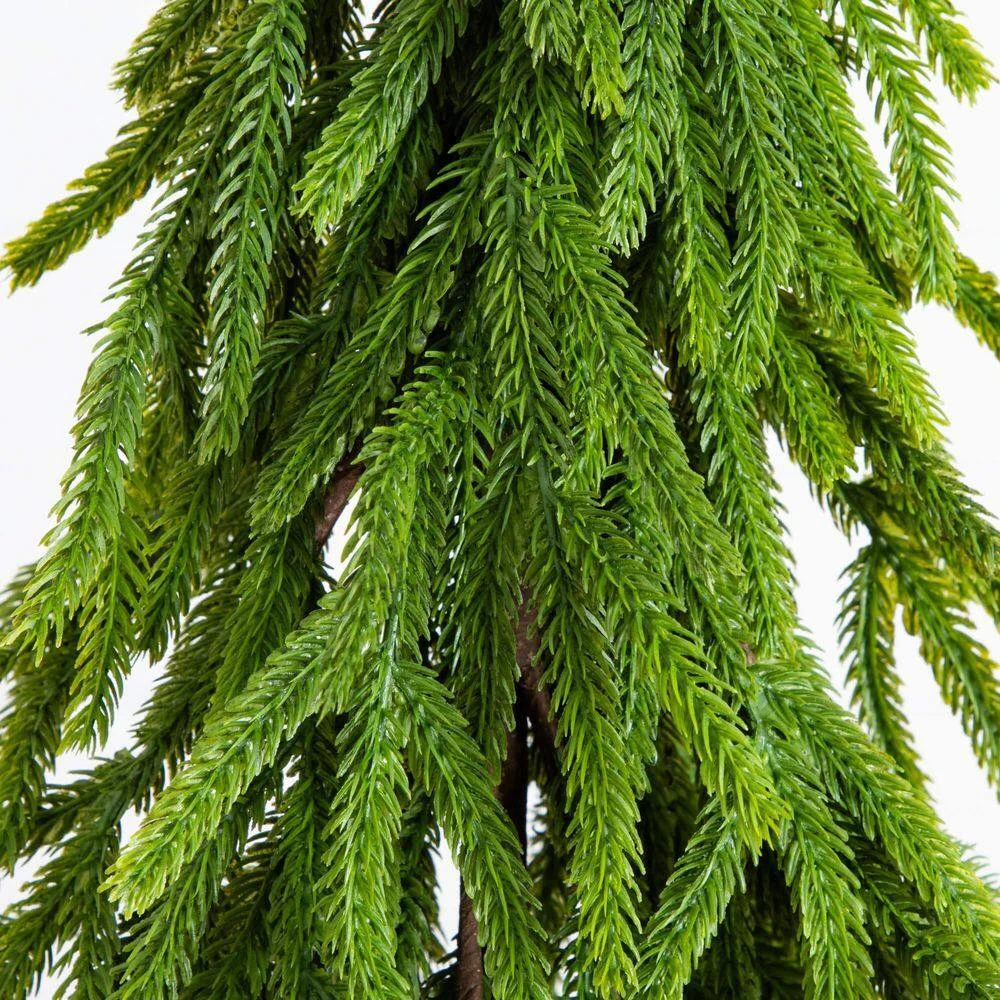 20 In. Artificial Real Touch Down Swept Norfolk Island Pine In Christmas Tin Metal Planter With Natural Look 5 20 In. Artificial Real Touch Down Swept Norfolk Island Pine In Christmas Tin Metal Planter With Natural Look - Image 3