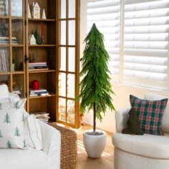 5 Ft. Artificial Real Touch Down Swept Norfolk Pine Tree With Natural Look -Holiday Glow Store nearly natural unlit christmas trees t5398 31 1000