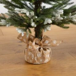 2 Ft. 3 Ft. 4 Ft. Artificial Snowed Balsam Fir Christmas Tree In Burlap Wrapped Base - (Set Of 3) -Holiday Glow Store nearly natural unlit christmas trees t5399 44 1000